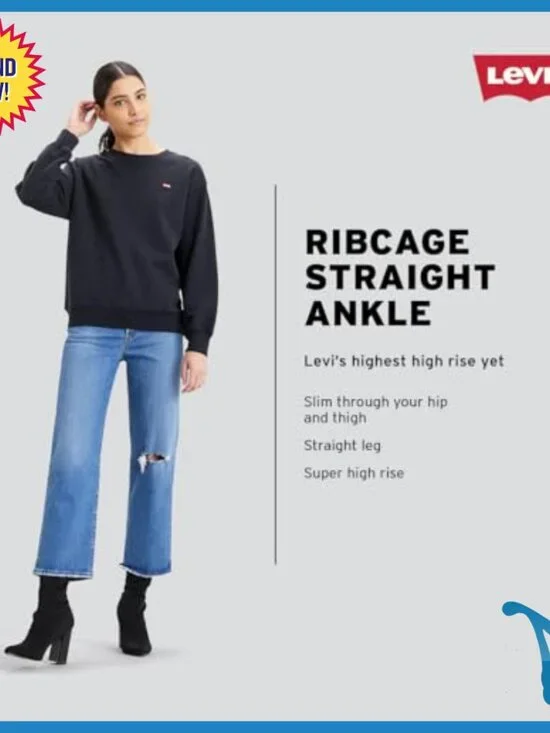 Super High Rise Straight Leg Ankle Jeans, Stretchy Denim, Button Fly - Picture 5 of 6